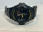 VINTAGE MENS CASIO G-SHOCK WATCH WRISTWATCH G-100 BLACK ANALOG YELLOW LETTERS