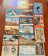 Misc Lot (14) Post Cards 1907-2000 -Humor, Boats+ (1) Die Cut Boat Card {9-6