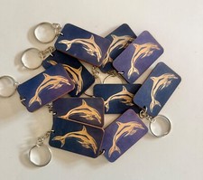 Set of 8 Dolphin wooden Keychains - NEW