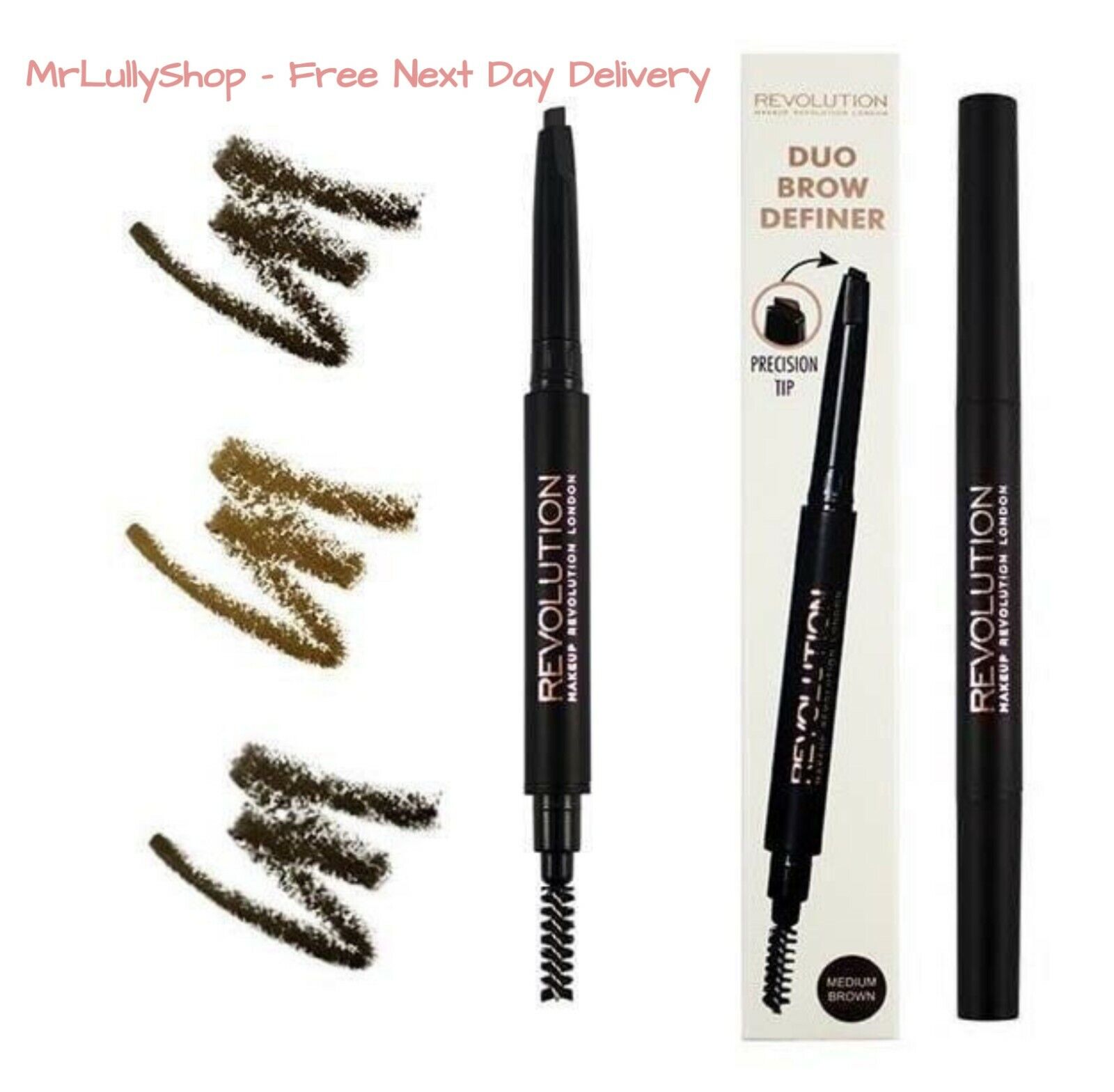 Makeup Revolution BROW DEFINER Eyebrow Precision & Spoolie Brush Sealed |