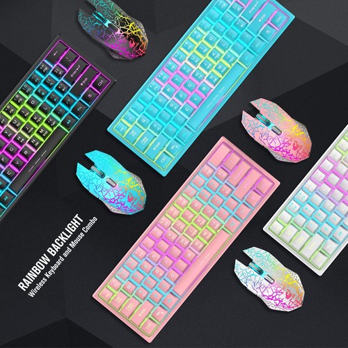ZIYOU LANG T87 Wireless gaming keyboard and mouse rechargeable Backlit Rainbow - Picture 8 of 30