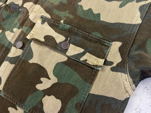 RRL Ralph Lauren Camouflage Herringbone Cotton Overshirt Jacket Size Medium M - Picture 11 of 24