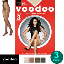 Voodoo 3 Pack Shine Sheer To Waist 15 Denier Women Stockings Pantyhose Tights