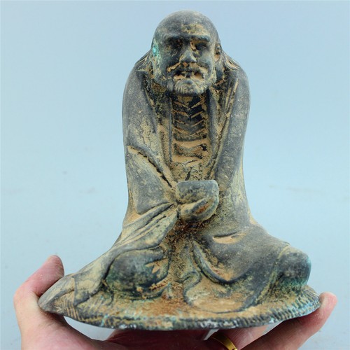 Antique Old bronze statues Sakyamuni Buddhism Family art damo Asceticism Buddha - Picture 6 of 11