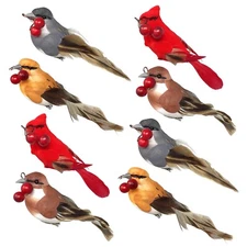 Feathered Song Bird Clip-On Ornaments - Assorted Styles   #3637