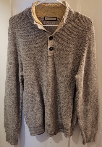 GH Bass & Co Pullover Sweater Herren Gr. Large L hellbraun brandneu neu mit Etikett 1/4 Knopf - Bild 1 von 4