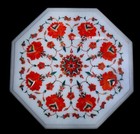 12" Marble Table Top Semi Precious Inlay Handmade Art Work Home Decor