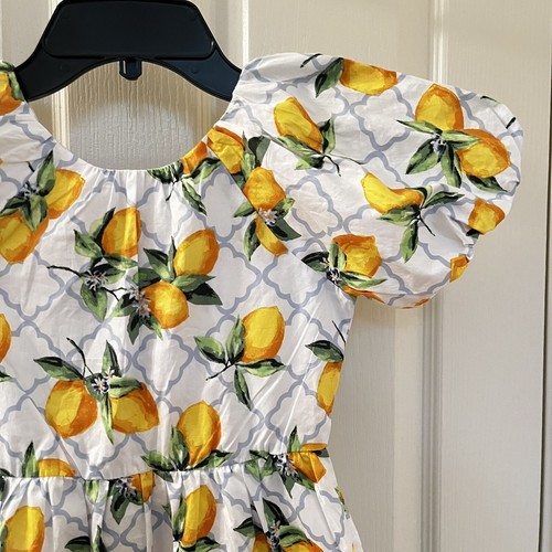 Janie and Jack Primrose Yellow Lemon Print Puff Sleeve Dress Girls Size 7 NWT - Picture 5 of 13