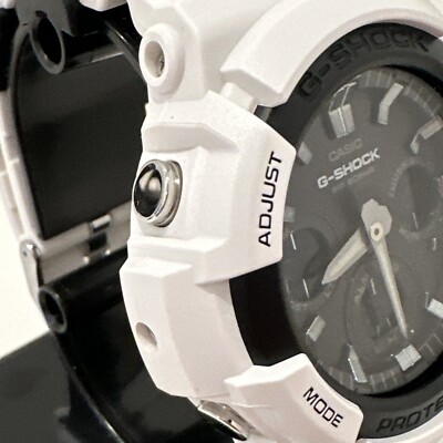 Casio GAS100B-7A G-Shock Solar Ana-Digi Black Dial White Resin 53mm Watch MENS