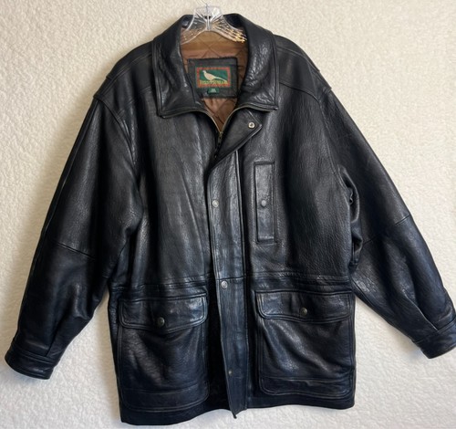 Field & Stream Jacket Mens Large Black Leather Motorcycle Vented Bomber Vintage - Picture 13 of 16