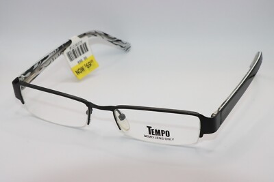 NEW TEMPO CTR 7000 BLACK WHITE ZEBRA AUTHENTIC DESIGNER EYEGLASSES 51-18