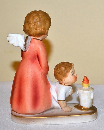 VINTAGE SANMYRO JAPAN, Guardian Angel Protecting Boy From Burning Candle FIGURE - Picture 3 of 6