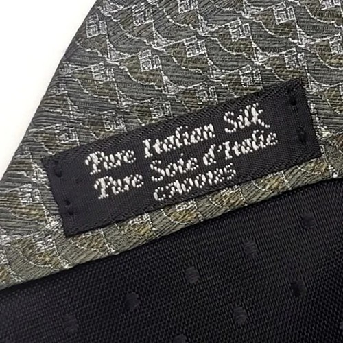 Vintage Bruno Barelli Handmade 100% Italian Silk Tie- Gray/Green - Picture 7 of 7