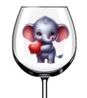 12x Valentine's Day Heart Elephant Vinyl Sticker Decal Tumbler Wine Glass Bottle