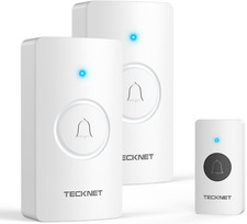 TECKNET Wireless Doorbell, Door Bells Wireless IP65 Waterproof Battery Operated