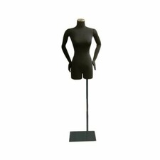 Adult Female Black Pinnable Dress Form Mannequin Torso with Flexible Arms