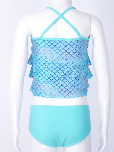 Girls Tankini Swimsuit Mermaid Scales Printed Tank Top with Bikini Briefs Set - 第 45/61 張圖片