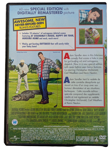 Happy Gilmore (DVD, 1996, pantalla ancha, edición especial) Adam Sandler - Imagen 2 de 2