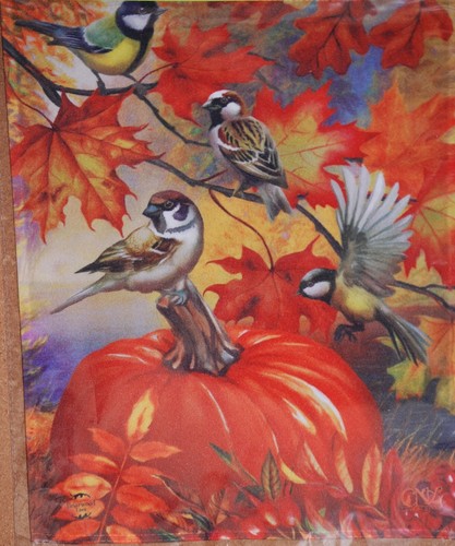 "Autumn Bird Gathering" Decorative Garden Flag 18"x12.5 - Picture 5 of 10