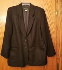 Reqirements Blazer Jacket 10 Petite Black Lined Pockets 2 buttons