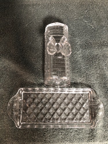 VTG CIRCLEWARE BUTTERFLY BUTTER DISH w/ CLEAR DIAMOND/STAR CUT GLASS NEW IN BOX - Picture 6 of 10