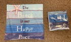2 New 17x17 1/2” BEACH MY HAPPY PLACE Zippered Accent Throw PILLOWCASE