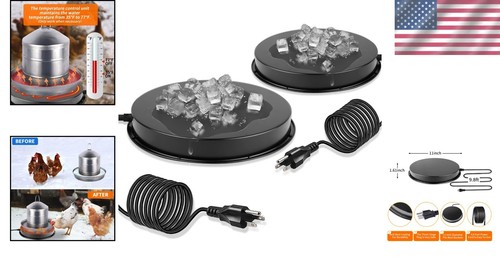 Dual Pack of 110W Chicken Water Heaters - Safe for Metal & Plastic Containers - Picture 2 of 9