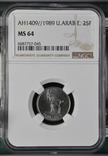 United Arab Emirates 25 Fils AH1409 / 1989 NGC MS 64
