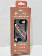 iWorld Pulse Wireless Bluetooth Earbuds In-line Microphone Rose Gold Android/iOS