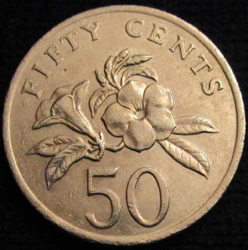 SINGAPUR, 50 CENTAVOS 1985, XF. - Imagen 2 de 2