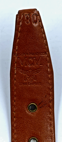 NUEVO MCM Cinturón Monograma Visetos Coñac Logo Hebilla 80 Cuero Borde Unisex Clásico - Imagen 6 de 6