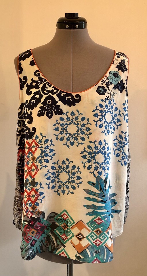 Johnny Was Silk Sleeveless Top Blouse Reversible Size Large eBay