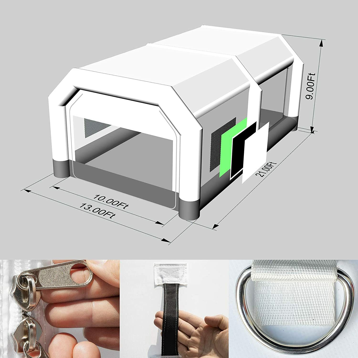 GORILLASPRO 21X13X9Ft Inflatable Paint Booth & 1100W UL Blower / Watch