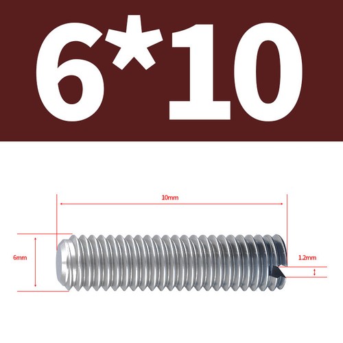 A2 Edelstahl Längsschlitz Gewindestifte mit Flachkopf M2 M2.5 M3 M4 M5 M6 M8 M10 - Picture 50 of 72