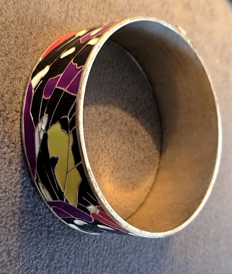 Brazalete Brazalete Marca Fossil Esmalte Floral Púrpura, Amarillo, Rojo Foto 2 de 4