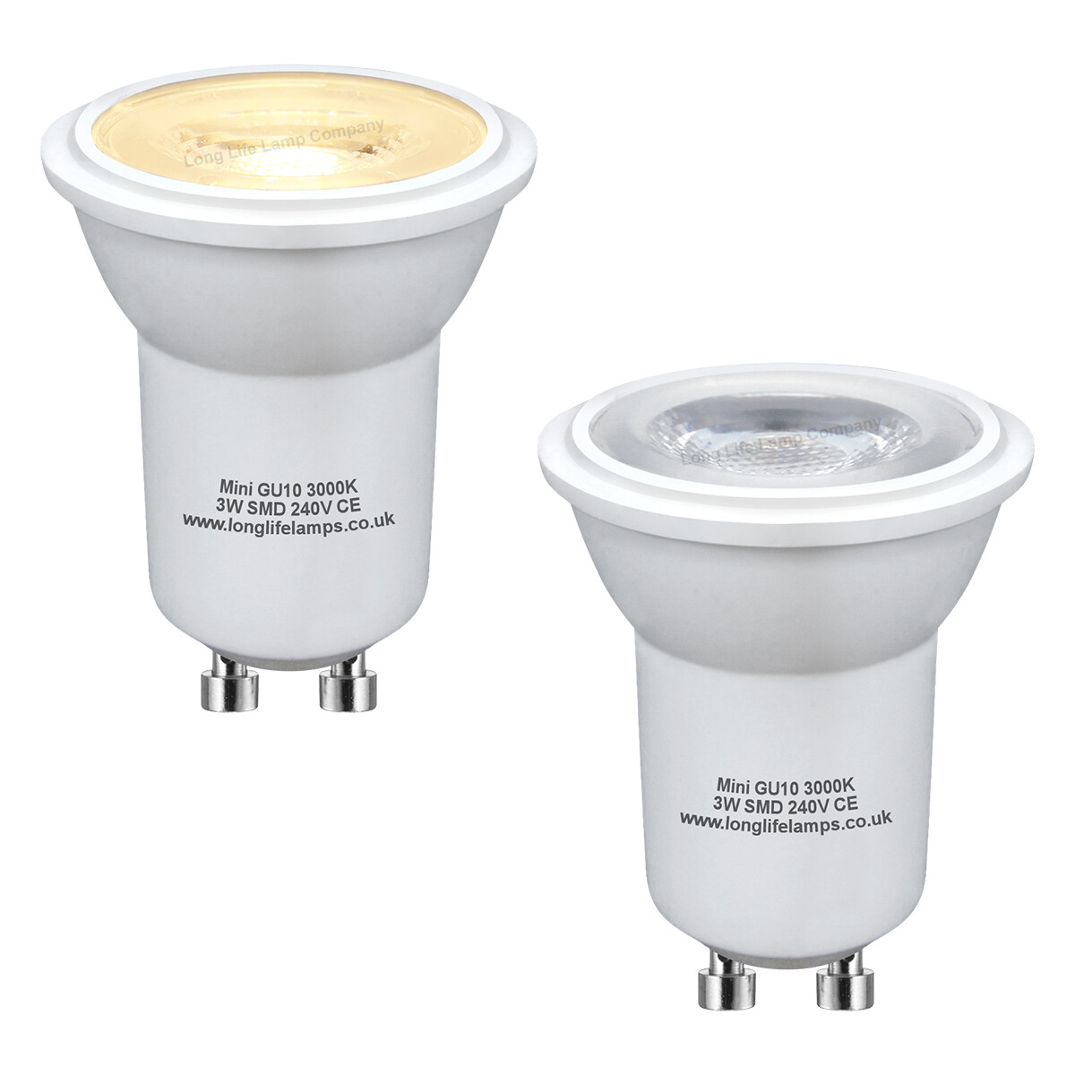 2 x Mini GU10 LED Replacement Halogen Light Bulbs 35mm Small GU10 3W