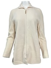 Vintage St. John By Marie Gray Blazer Cream Gold Tone Size 6 Thick Heavy Knit