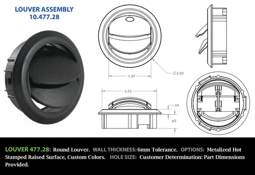 JAYCO # 0282308 / PROAIR # RV012689 - VENT LOUVER - RV TRUCK BUS W/ 2.5 DIA HOSE