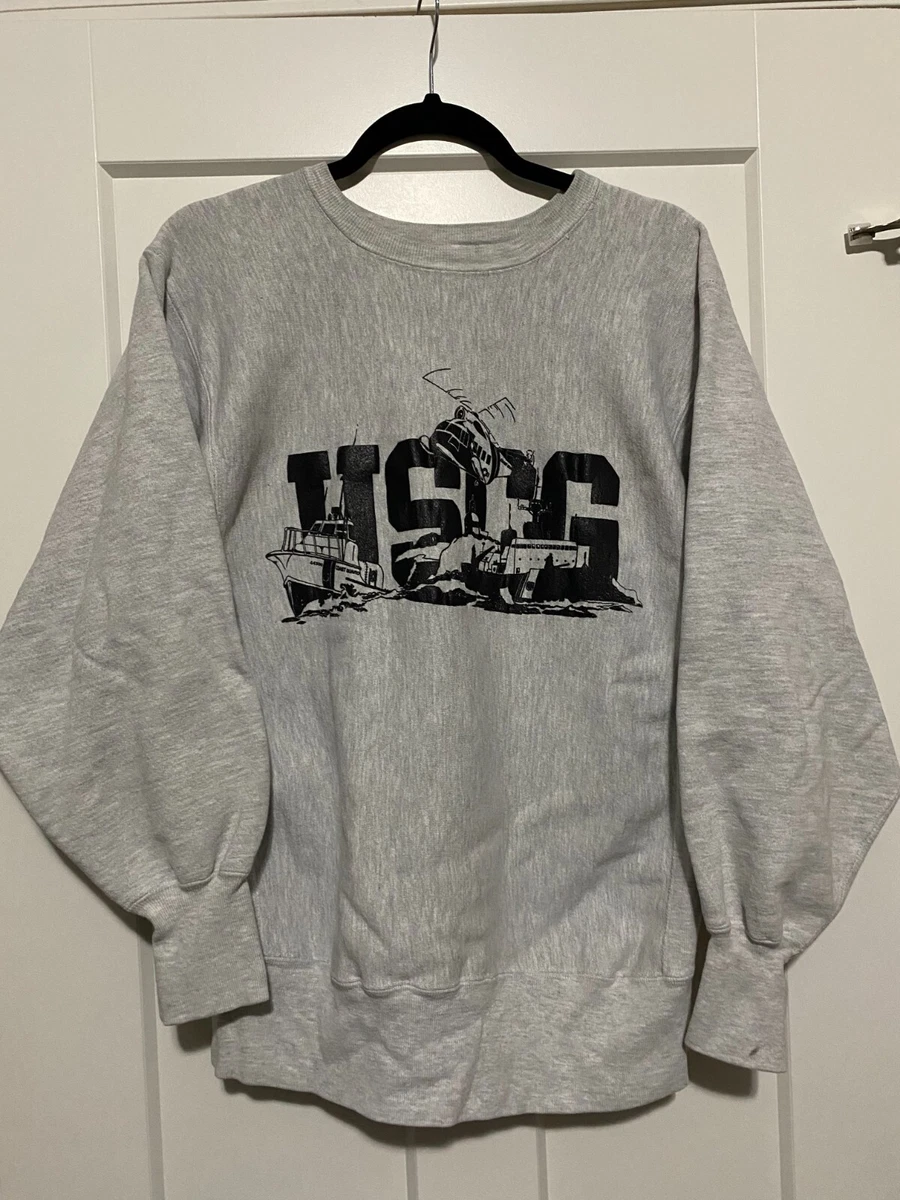 Vintage VTG 80s US Coast Guard Champion Reverse Weave Sweatshirt Grey Large