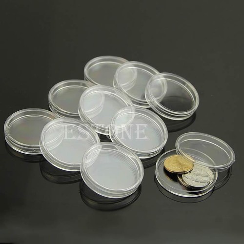 10PCS Applied Round Clear Cases Coin Storage Capsules Holder Round Plastic 37mm - Afbeelding 6 van 8