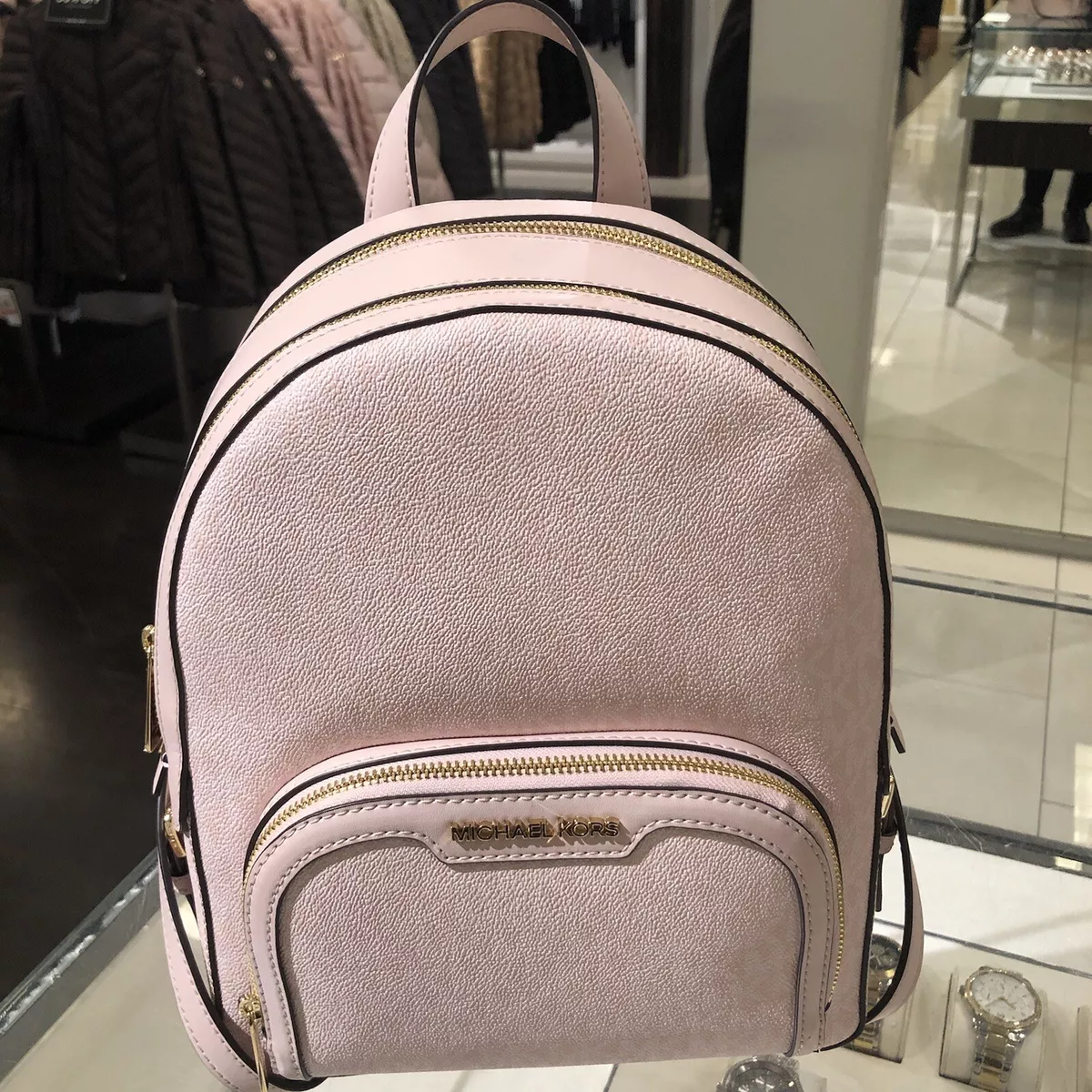 MICHAEL KORS MEDIUM JAYCEE ABBEY BACKPACK LIGHT POWDER BLUSH PINK MK  SIGNATURE