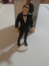 Caucasian SURPRISED GROOM Porcelain Wedding Cake Topper
