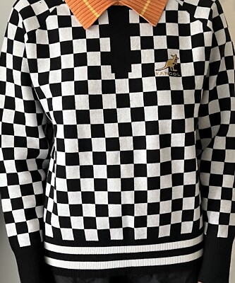 Kangol karierter schwarz/weißer Pullover (Sweatshirt)