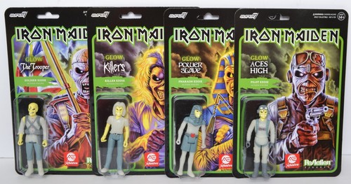 Iron Maiden Eddie (4) Super 7 ReAction 3.75" GLOW Figures Killers + 3 more