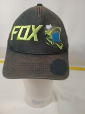 FOX RACING HAT CAP FLEXFIT 110 BLACK FOX RACING BMX MOTOCROSS HAT Is Faded