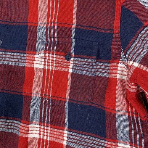 Camisa de franela Burnside para hombre 2XL a cuadros roja abotonada playa monopatín ocio - Imagen 10 de 12