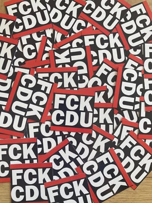 50x FCK CDU Aufkleber/Sticker 5,2cm x 5,2cm wetterfest
