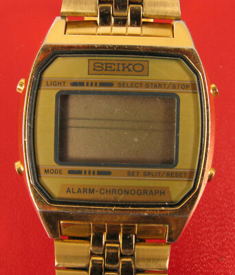 VINTAGE SEIKO WRISTWATCH ALARM CHRONOGRAPH LED DIGITAL GOLD TONE