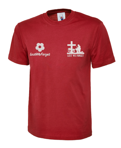 Poppy Flower Embroidered T-shirt Lest We Forget Remembering Respect Army Forces - Picture 6 of 19