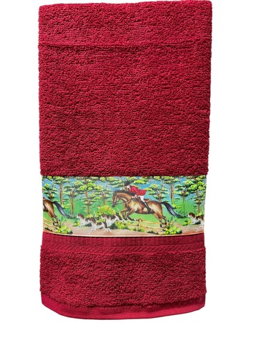 Fox Hunt hand towel horses decorative Ribbon Design EQUESTRIAN HOME HANDMADE - Picture 4 of 7